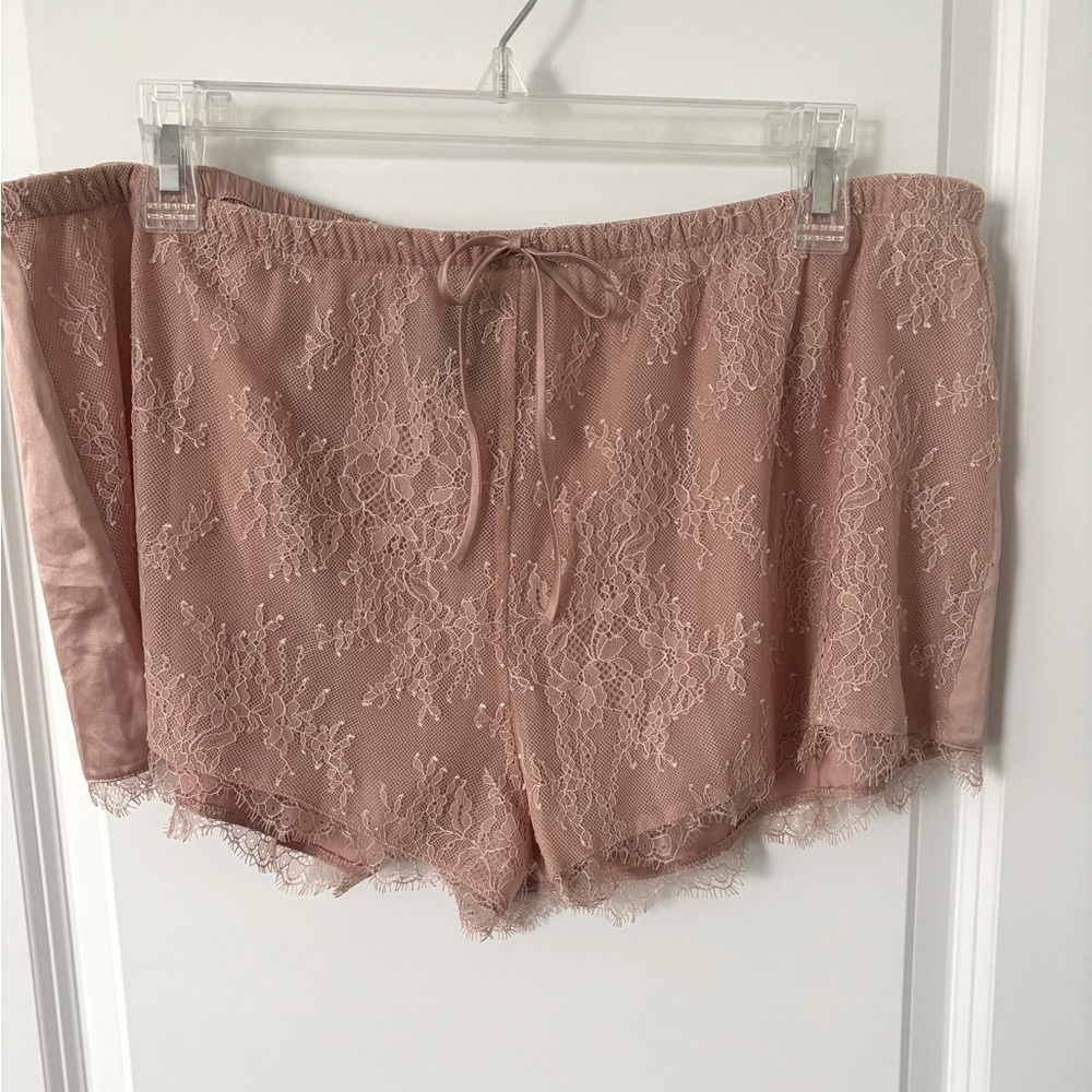 Victoria Secret Pink Mauve Satin Lace Shorts XL